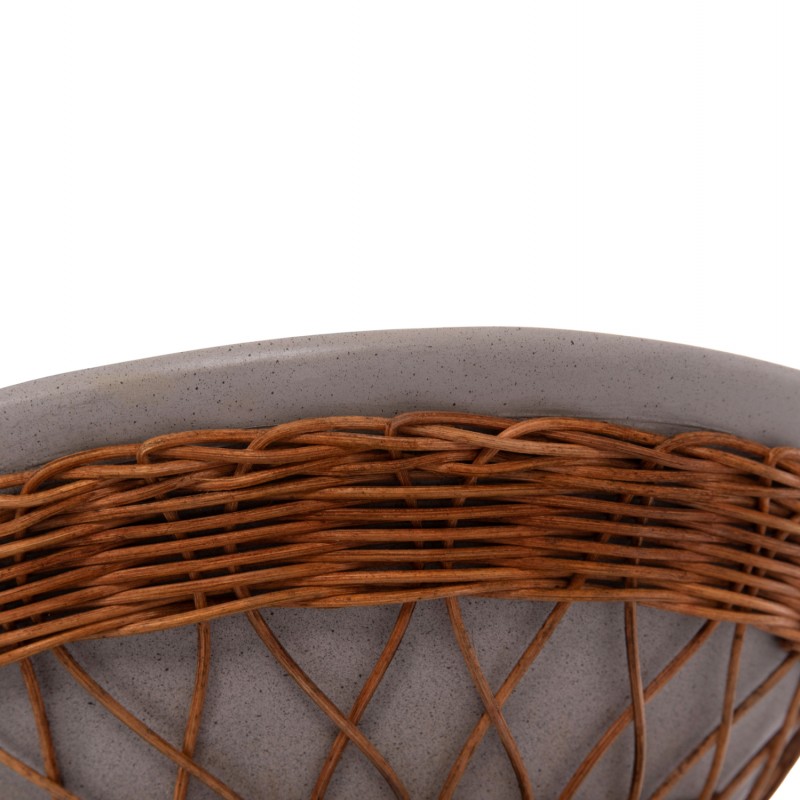 ΒΟΗΘΗΤΙΚΟ ΤΡΑΠΕΖΙ ΣΤΡΟΓΓΥΛΟ DELIA HM18167.03 FIBER CEMENT ΓΚΡΙ & RATTAN Φ40x45Υεκ