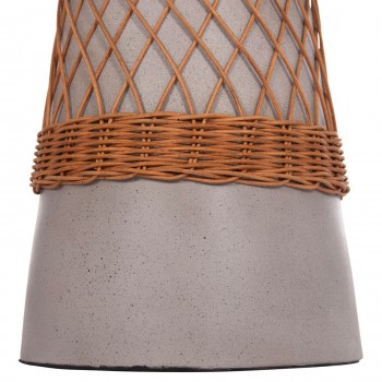 ΒΟΗΘΗΤΙΚΟ ΤΡΑΠΕΖΙ ΣΤΡΟΓΓΥΛΟ DELIA HM18167.03 FIBER CEMENT ΓΚΡΙ & RATTAN Φ40x45Υεκ