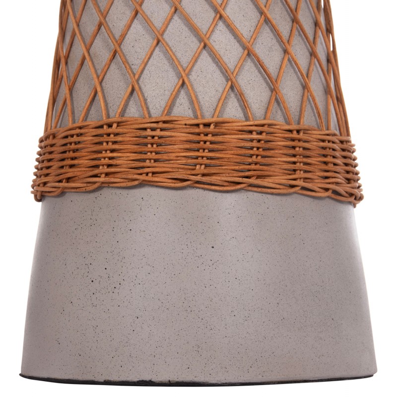ΒΟΗΘΗΤΙΚΟ ΤΡΑΠΕΖΙ ΣΤΡΟΓΓΥΛΟ DELIA HM18167.03 FIBER CEMENT ΓΚΡΙ & RATTAN Φ40x45Υεκ