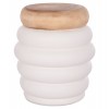 ΤΡΑΠΕΖΙ ΒΟΗΘΗΤΙΚΟ PUFFAT HM18172.02 FIBER CEMENT ΛΕΥΚΟ- ΞΥΛΟ TEAK TOP Φ45x46Υεκ.