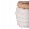 ΤΡΑΠΕΖΙ ΒΟΗΘΗΤΙΚΟ PUFFAT HM18172.02 FIBER CEMENT ΛΕΥΚΟ- ΞΥΛΟ TEAK TOP Φ45x46Υεκ.