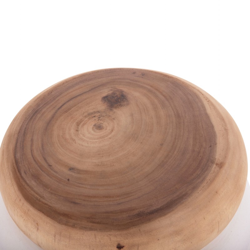 ΤΡΑΠΕΖΙ ΒΟΗΘΗΤΙΚΟ PUFFAT HM18172.02 FIBER CEMENT ΛΕΥΚΟ- ΞΥΛΟ TEAK TOP Φ45x46Υεκ.