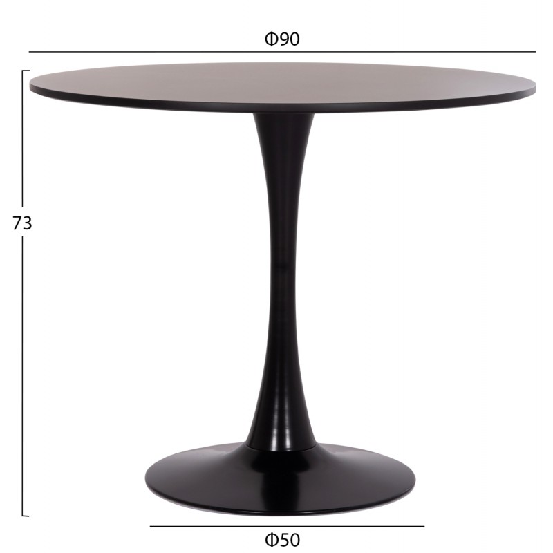 ΤΡΑΠΕΖΙ ΣΤΡΟΓΓΥΛΟ BROLIN HM18141.02 MDF TOP-ΒΑΣΗ ΜΕΤΑΛΛΙΚΗ--ΜΑΥΡΟ Φ90x73Υεκ