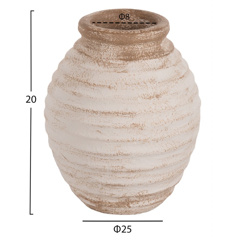 ΔΙΑΚΟΣΜΗΤΙΚΟ ΒΑΖΟ PYDNA HM7940 ΤΕΡΑΚΟΤΑ ΣΕ ANTIQUE ΛΕΥΚΟ ΜΠΕΖ ΧΡΩΜΑ Φ20x25Y εκ.
