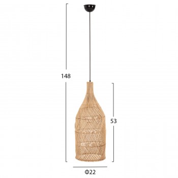 ΦΩΤΙΣΤΙΚΟ ΟΡΟΦΗΣ THEON HM7888 ΚΡΕΜΑΣΤΟ ΑΠΟ RATTAN ΣΕ ΦΥΣΙΚΟ ΧΡΩΜΑ Φ22x148Υ εκ.