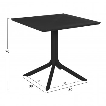 ΤΡΑΠΕΖΙ ΠΟΛΥΠΡΟΠΥΛΕΝΙΟΥ ΤΕΤΡΑΓΩΝΟ LUNAR HM5930.12 ΜΑΥΡΟ 80x80x75Yεκ.