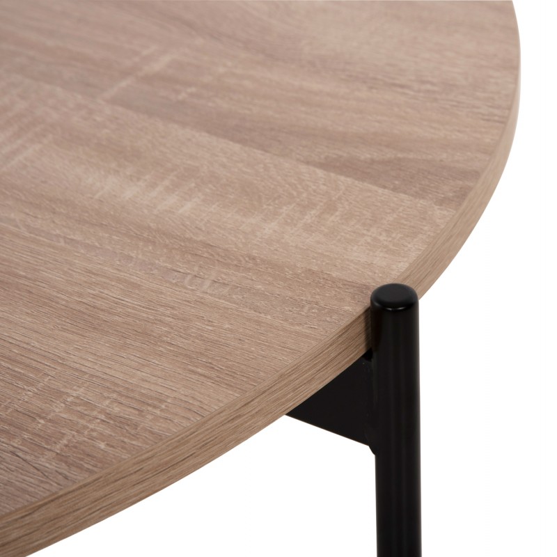 ΤΡΑΠΕΖΙ ΣΑΛΟΝΙΟΥ HM9588.03 MDF ΣΟΝΑΜΑ-ΜΑΥΡΗ ΜΕΤΑΛΛΙΚΗ ΒΑΣΗ Φ80x45Υεκ.