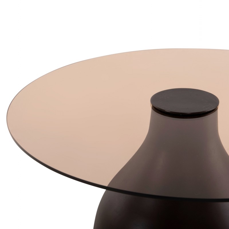 ΒΟΗΘΗΤΙΚΑ ΤΡΑΠΕΖΑΚΙΑ 2ΤΜΧ CHANG HM9668 ΞΥΛΟ MANGO-ΓΥΑΛΙ TOP Φ55x49,5Υ & Φ40x36,5Υεκ.
