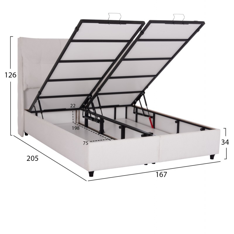 ΚΡEΒΑΤΙ ΜΕ ΑΠΟΘΗΚΕΥΤΙΚΟ ΧΩΡΟ DREAMLET HM716.03 ΛΕΥΚΟ ΜΠΟΥΚΛΕ- ΓΙΑ ΣΤΡΩΜΑ 160x200εκ.