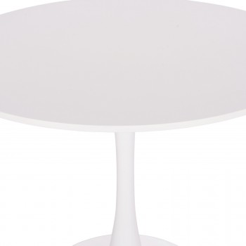 ΤΡΑΠΕΖΙ ΣΤΡΟΓΓΥΛΟ BROLIN HM18141.01 MDF TOP-ΒΑΣΗ ΜΕΤΑΛΛΙΚΗ--ΛΕΥΚΟ Φ90x73Υεκ