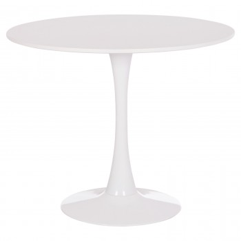 ΤΡΑΠΕΖΙ ΣΤΡΟΓΓΥΛΟ BROLIN HM18141.01 MDF TOP-ΒΑΣΗ ΜΕΤΑΛΛΙΚΗ--ΛΕΥΚΟ Φ90x73Υεκ