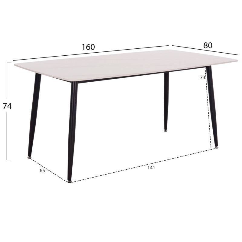 ΤΡΑΠΕΖΙ RAVEN HM18150.01 ΚΕΡΑΜΙΚΟ TOP ΛΕΥΚΟ ΜΑΡΜΑΡΟ-ΜΑΥΡΟ ΜΕΤΑΛΛΟ 160x80x74Υεκ.