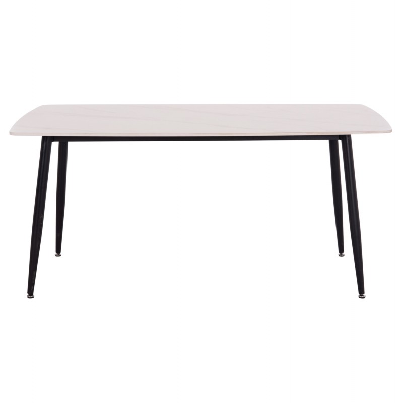 ΤΡΑΠΕΖΙ RAVEN HM18150.01 ΚΕΡΑΜΙΚΟ TOP ΛΕΥΚΟ ΜΑΡΜΑΡΟ-ΜΑΥΡΟ ΜΕΤΑΛΛΟ 160x80x74Υεκ.