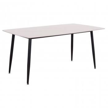 ΤΡΑΠΕΖΙ RAVEN HM18150.01 ΚΕΡΑΜΙΚΟ TOP ΛΕΥΚΟ ΜΑΡΜΑΡΟ-ΜΑΥΡΟ ΜΕΤΑΛΛΟ 160x80x74Υεκ.