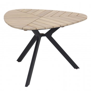 ΤΡΑΠΕΖΙ TRADEN HM6242 ΞΥΛΟ ΑΚΑΚΙΑΣ ΣΕ ΣΧΗΜΑ ΦΥΛΛΟΥ--ΜΕΤΑΛΛΙΚΑ ΠΟΔΙΑ Φ120x73Υεκ.