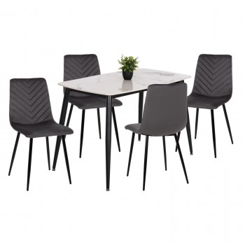 ΣΕΤ ΤΡΑΠΕΖΑΡΙΑΣ 5ΤΜΧ LATRELL HM21192 ΤΡΑΠΕΖΙ ΚΕΡΑΜΙΚΟ TOP-ΒΕΛΟΥΔΟ ΓΚΡΙ ΚΑΡΕΚΛΕΣ