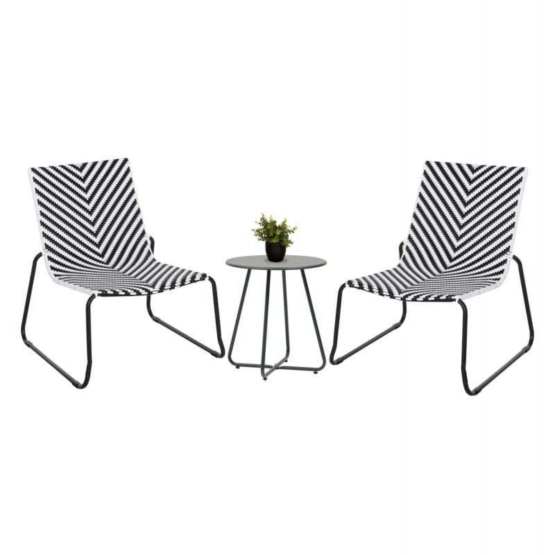 ΣΕΤ LOUNGE 3TMX ΕΞ.ΧΩΡΟΥ PONY HM21193 ΜΕΤΑΛΛΟ ΣΕ ΓΚΡΙ--ΣΥΝΘ.RATTAN ΣΕ ΛΕΥΚΟ-ΜΑΥΡΟ