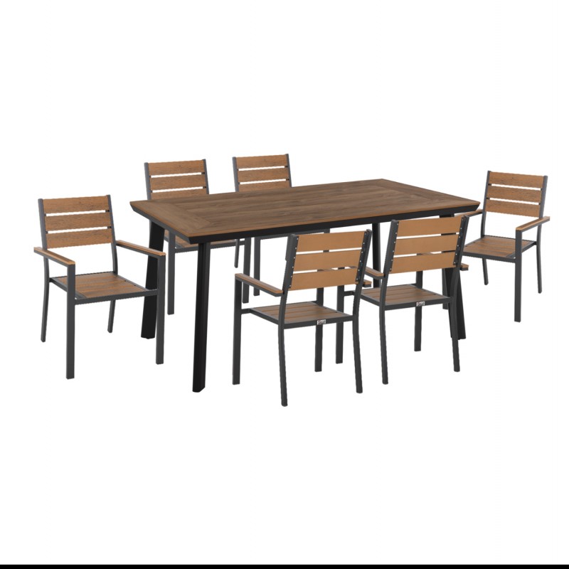 ΣΕΤ ΤΡΑΠΕΖΑΡΙΑΣ TABER HM21198 ΤΡΑΠΕΖΙ & 6 ΠΟΛΥΘΡΟΝΕΣ-ΑΛΟΥΜΙΝΙΟ & POLYWOOD-ΑΝΘΡΑΚΙ