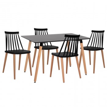 ΣΕΤ ΤΡΑΠΕΖΑΡΙΑΣ 5ΤΜΧ MINIMAL HM21178 MDF TOP ΣΕ ΜΑΥΡΟ-ΣΚΕΛΕΤΟΣ ΣΕ ΦΥΣΙΚΟ ΞΥΛΟΥ