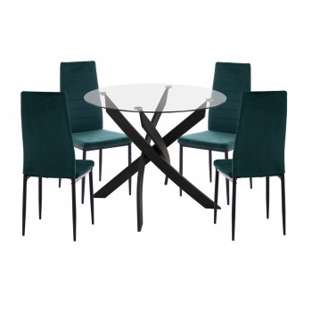 ΣΕΤ ΤΡΑΠΕΖΑΡΙΑΣ 5ΤΜΧ LADY HM21199.03 ΓΥΑΛΙ--ΜΕΤΑΛΛΟ ΣΕ ΜΑΥΡΟ & ΒΕΛΟΥΔΟ ΚΥΠΑΡΙΣΣΙ