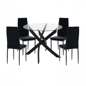 ΣΕΤ ΤΡΑΠΕΖΑΡΙΑΣ 5ΤΜΧ LADY HM21199.04 ΓΥΑΛΙ--ΜΕΤΑΛΛΟ & ΒΕΛΟΥΔΟ ΣΕ ΜΑΥΡΟ