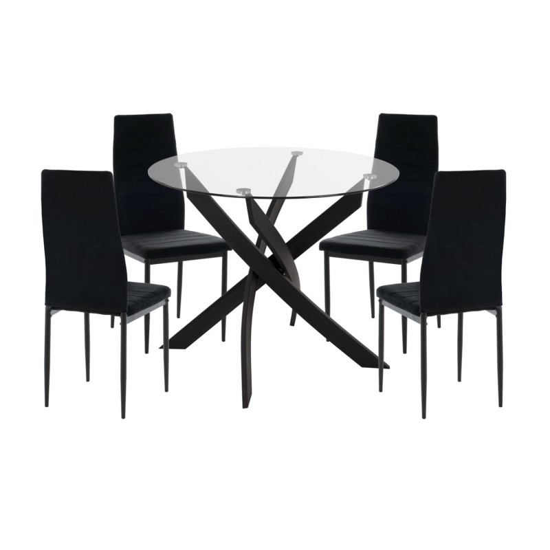 ΣΕΤ ΤΡΑΠΕΖΑΡΙΑΣ 5ΤΜΧ LADY HM21199.04 ΓΥΑΛΙ--ΜΕΤΑΛΛΟ & ΒΕΛΟΥΔΟ ΣΕ ΜΑΥΡΟ