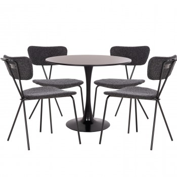 ΣΕΤ ΤΡΑΠΕΖΑΡΙΑΣ 5ΤΜΧ BROLIN HM21200 MDF TOP & ΜΕΤΑΛΛΟ ΜΑΥΡΟ-ΣΚΟΥΡΟ ΓΚΡΙ ΥΦΑΣΜΑ
