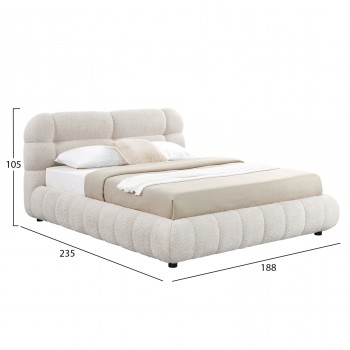 ΚΡΕΒΑΤΙ ΔΙΠΛΟ ΜΕ ΑΠΟΘ.ΧΩΡΟ MALFOY HM730.03 ΜΠΕΖ ΜΠΟΥΚΛΕ ΥΦΑΣΜΑ--ΣΤΡΩΜΑ 160x200εκ