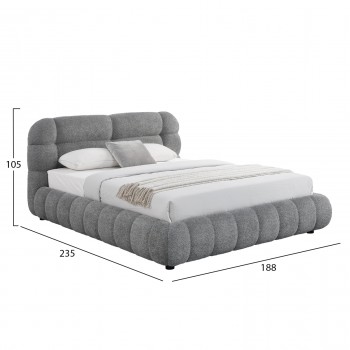 ΚΡΕΒΑΤΙ ΔΙΠΛΟ ΜΕ ΑΠΟΘ.ΧΩΡΟ MALFOY HM730.01 ΓΚΡΙ ΜΠΟΥΚΛΕ ΥΦΑΣΜΑ--ΣΤΡΩΜΑ 160x200εκ