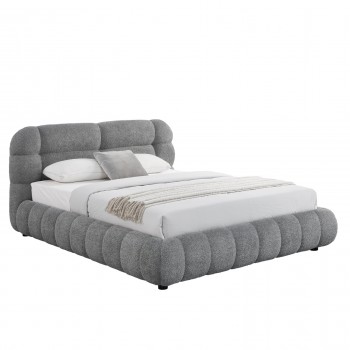 ΚΡΕΒΑΤΙ ΔΙΠΛΟ ΜΕ ΑΠΟΘ.ΧΩΡΟ MALFOY HM730.01 ΓΚΡΙ ΜΠΟΥΚΛΕ ΥΦΑΣΜΑ--ΣΤΡΩΜΑ 160x200εκ