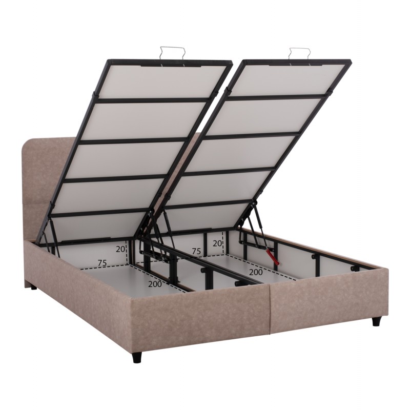 ΚΡΕΒΑΤΙ ΜΕ ΣΤΡΩΜΑ ΔΙΠΛΟ DOLORES HM21165 ΜΠΕΖ ΥΦΑΣΜΑ & ΑΠΟΘ.ΧΩΡΟΣ-ΓΙΑ 160x200εκ.