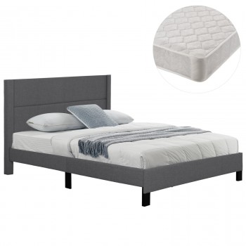 ΚΡΕΒΑΤΙ ΔΙΠΛΟ & ΣΤΡΩΜΑ TRILLOP HM21202.12 ΓΚΡΙ ΥΦΑΣΜΑ--ΓΙΑ 160x200εκ