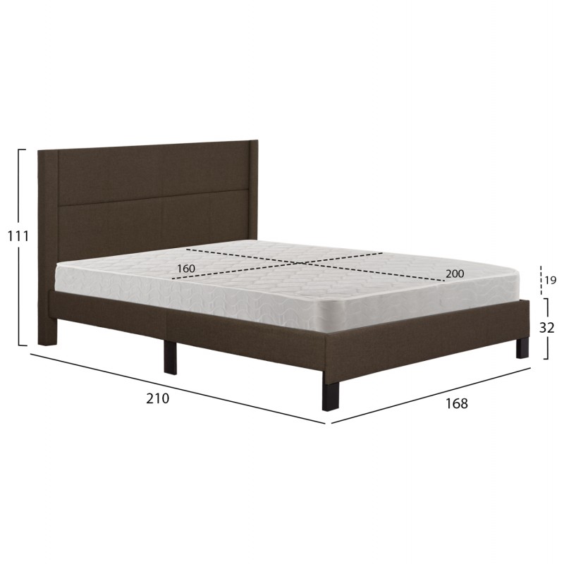 ΚΡΕΒΑΤΙ ΔΙΠΛΟ & ΣΤΡΩΜΑ TRILLOP HM21202.13 ΚΑΦΕ ΥΦΑΣΜΑ--ΓΙΑ 160x200εκ