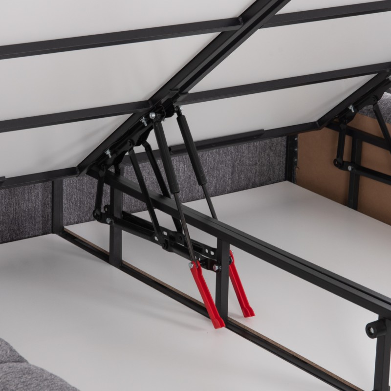 ΚΡΕΒΑΤΙ ΔΙΠΛΟ ΜΕ ΣΤΡΩΜΑ & ΑΠΟΘ.ΧΩΡΟ RAMON HM21168 ΓΚΡΙ ΜΠΟΥΚΛΕ--ΓΙΑ 160x200εκ