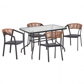 ΣΕΤ ΤΡΑΠΕΖΑΡΙΑΣ 5ΤΜΧ ADAM HM21160 ΚΑΡΕΚΛΕΣ ΑΛΟΥΜΙΝΙΟΥ & ΤΡΑΠΕΖΙ 120x70 ΓΚΡΙ