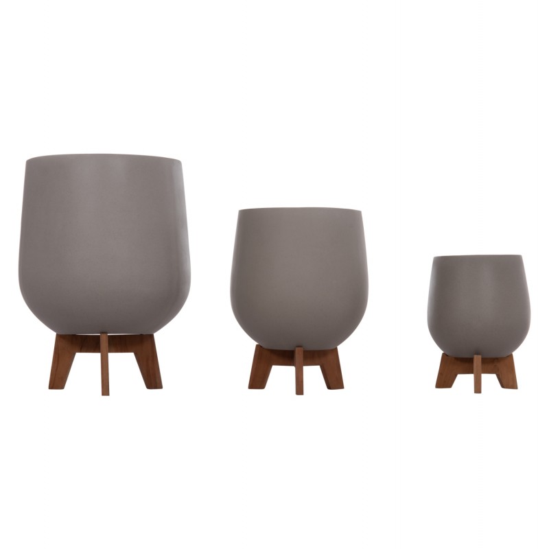 ΣΕΤ 3 ΓΛΑΣΤΡΕΣ ΜΕ ΞΥΛΙΝΕΣ ΒΑΣΕΙΣ TRYLL HM4681.03 FIBER CEMENT--ΓΚΡΙ