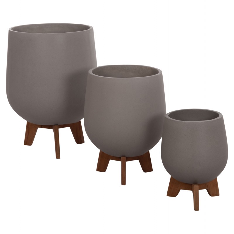 ΣΕΤ 3 ΓΛΑΣΤΡΕΣ ΜΕ ΞΥΛΙΝΕΣ ΒΑΣΕΙΣ TRYLL HM4681.03 FIBER CEMENT--ΓΚΡΙ