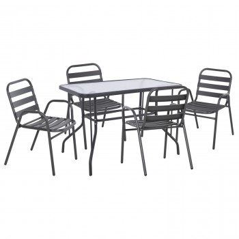 ΣΕΤ ΤΡΑΠΕΖΑΡΙΑΣ 5ΤΜΧ ADAM HM21219 ΚΑΡΕΚΛΕΣ ΜΕΤΑΛΛΙΚΕΣ & ΤΡΑΠΕΖΙ 110x60 ΓΚΡΙ