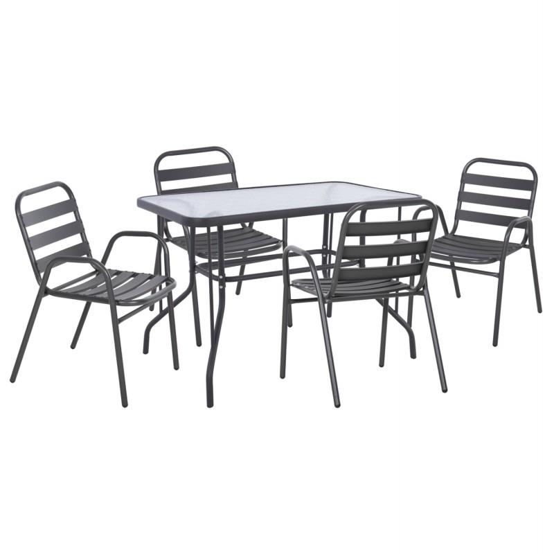 ΣΕΤ ΤΡΑΠΕΖΑΡΙΑΣ 5ΤΜΧ ADAM HM21219 ΚΑΡΕΚΛΕΣ ΜΕΤΑΛΛΙΚΕΣ & ΤΡΑΠΕΖΙ 110x60 ΓΚΡΙ