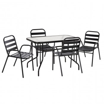 ΣΕΤ ΤΡΑΠΕΖΑΡΙΑΣ 5ΤΜΧ ADAM HM21219.01 ΚΑΡΕΚΛΕΣ ΜΕΤΑΛΛΙΚΕΣ & ΤΡΑΠΕΖΙ 110x60 ΜΑΥΡΟ