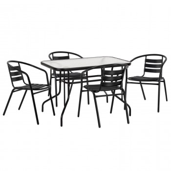 ΣΕΤ ΤΡΑΠΕΖΑΡΙΑΣ 5ΤΜΧ ADAM HM21220 ΚΑΡΕΚΛΕΣ ΜΕΤΑΛΛΙΚΕΣ & ΤΡΑΠΕΖΙ 110x60 ΜΑΥΡΟ