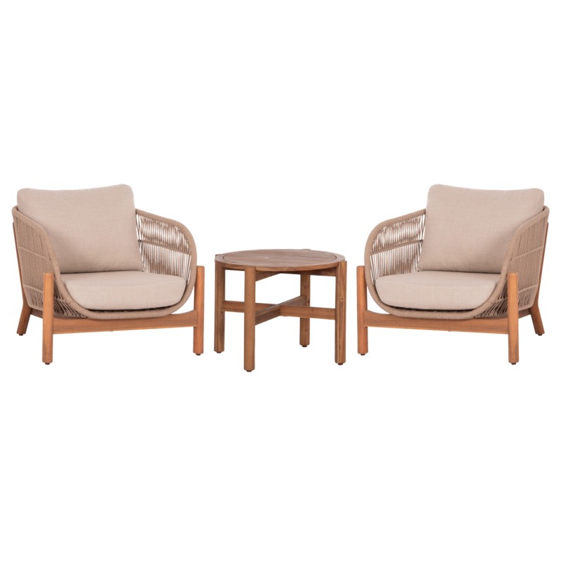 LOUNGE ΣΕΤ SANJI HM21214 ΤΡΑΠΕΖΙ & 2 ΠΟΛΥΘΡΟΝΕΣ--ΞΥΛΟ ΑΚΑΚΙΑΣ-ΑΛΟΥΜΙΝΙΟ-ΣΧΟΙΝΙ