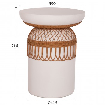 ΤΡΑΠΕΖΙ ΤΡΑΠΕΖΑΡΙΑΣ PRILEP HM18159.02 FIBER CEMENT ΛΕΥΚΟ & RATTAN--Φ60x76,5Υεκ