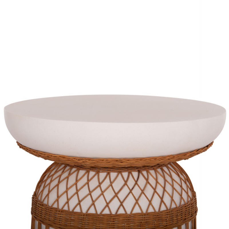 ΤΡΑΠΕΖΙ ΤΡΑΠΕΖΑΡΙΑΣ PRILEP HM18159.02 FIBER CEMENT ΛΕΥΚΟ & RATTAN--Φ60x76,5Υεκ