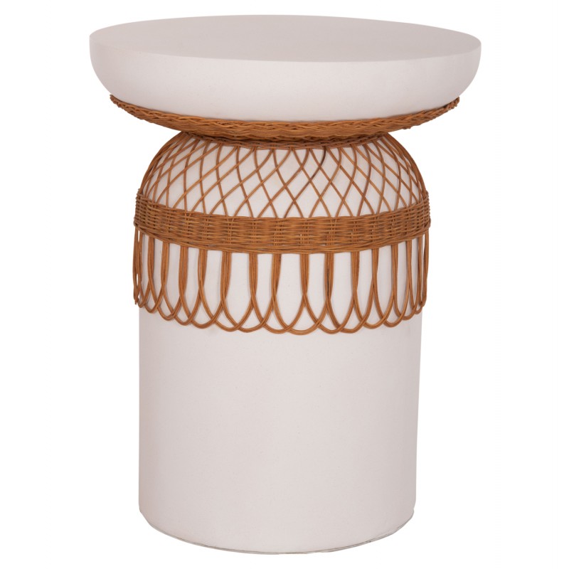 ΤΡΑΠΕΖΙ ΤΡΑΠΕΖΑΡΙΑΣ PRILEP HM18159.02 FIBER CEMENT ΛΕΥΚΟ & RATTAN--Φ60x76,5Υεκ