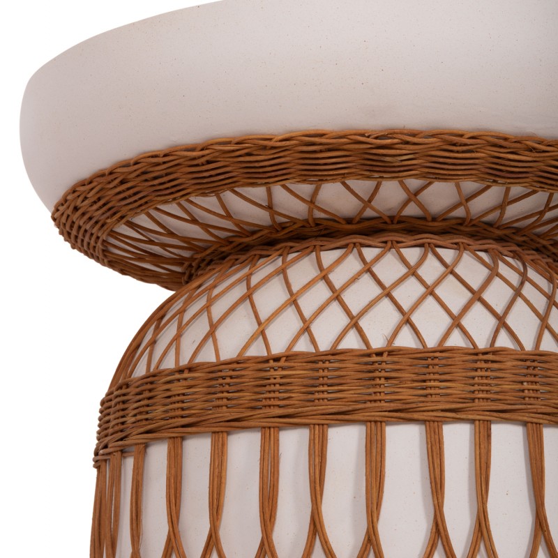 ΤΡΑΠΕΖΙ ΤΡΑΠΕΖΑΡΙΑΣ PRILEP HM18159.02 FIBER CEMENT ΛΕΥΚΟ & RATTAN--Φ60x76,5Υεκ