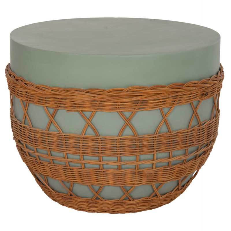 ΤΡΑΠΕΖΙ ΣΑΛΟΝΙΟΥ VILHENA HM18165 FIBER CEMENT ΠΡΑΣΙΝΟ-RATTAN ΦΥΣΙΚΟ Φ56x47Υεκ.