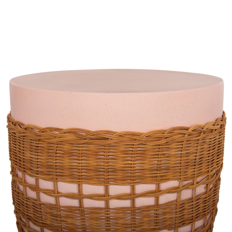 ΒΟΗΘΗΤΙΚΟ ΤΡΑΠΕΖΙ VILHENA HM18166 FIBER CEMENT ΡΟΖ-RATTAN ΦΥΣΙΚΟ Φ44.5x45Υεκ.