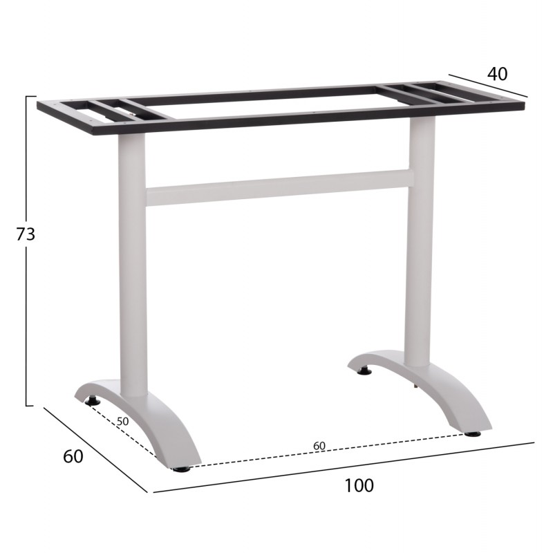ΒΑΣΗ ΤΡΑΠΕΖΙΟΥ ΜΕΤΑΛΛΙΚΗ ΔΙΠΛΗ HM461.12 ΛΕΥΚΗ ΜΕ ΡΕΓΟΥΛΑΤΟΡΟΥΣ 100x60x73Υεκ.