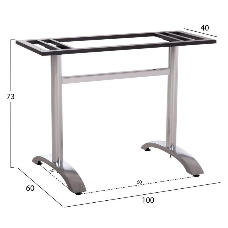 ΒΑΣΗ ΤΡΑΠΕΖΙΟΥ ΜΕΤΑΛΛΙΚΗ ΔΙΠΛΗ HM461.13 ΧΡΩΜΙΟΥ ΜΕ ΡΕΓΟΥΛΑΤΟΡΟΥΣ 100x60x73Υεκ.